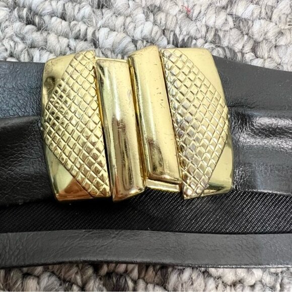 Vintage 80s Gutos black gold metal clasp wide belt main image 10